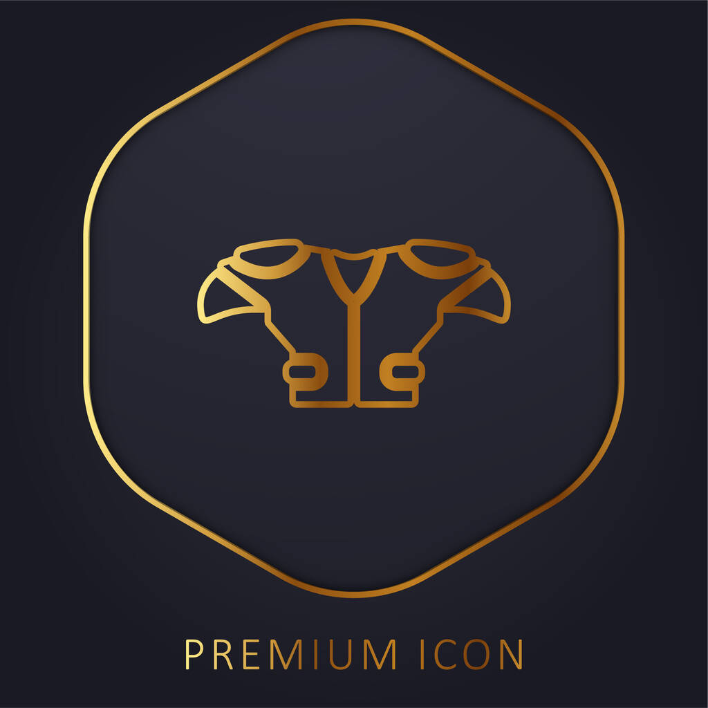 American Football Spieler schwarzes T-Shirt Stoff goldene Linie Premium-Logo oder Symbol - Vektor, Bild