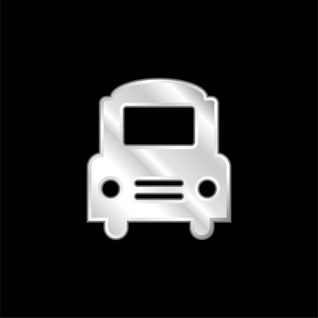 Big Bus Frontal silver plated metallic icon - Vector, afbeelding