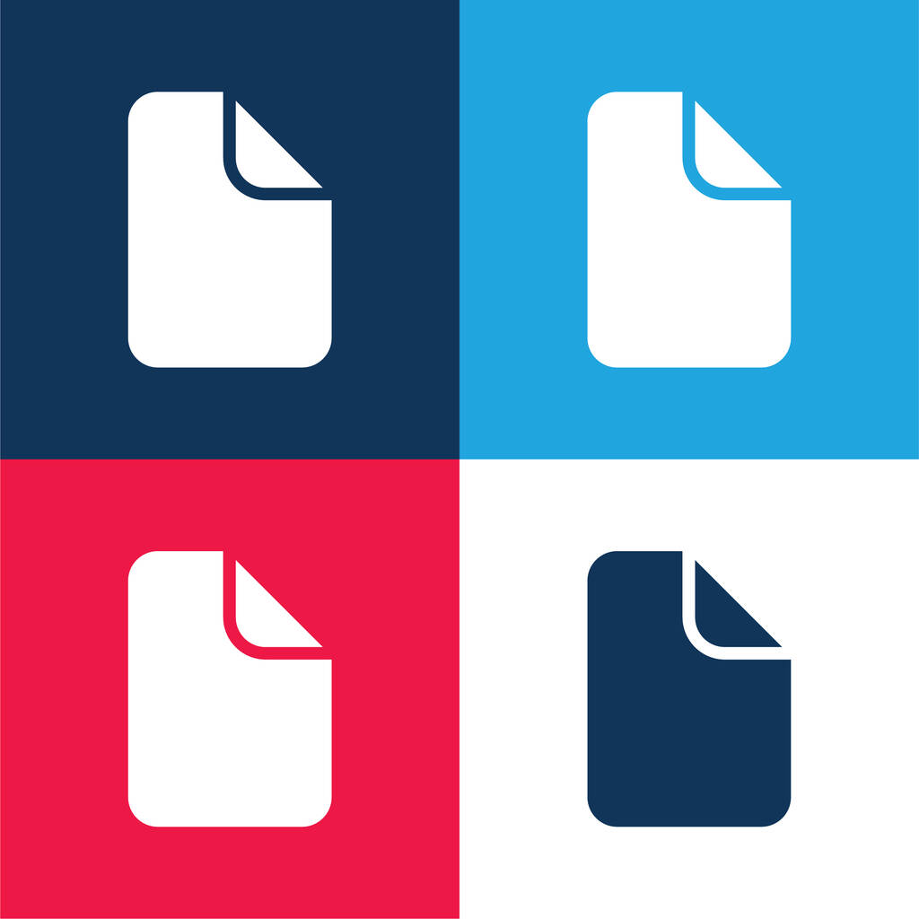 Leere Seite blau und rot vier Farben minimalen Symbolsatz - Vektor, Bild