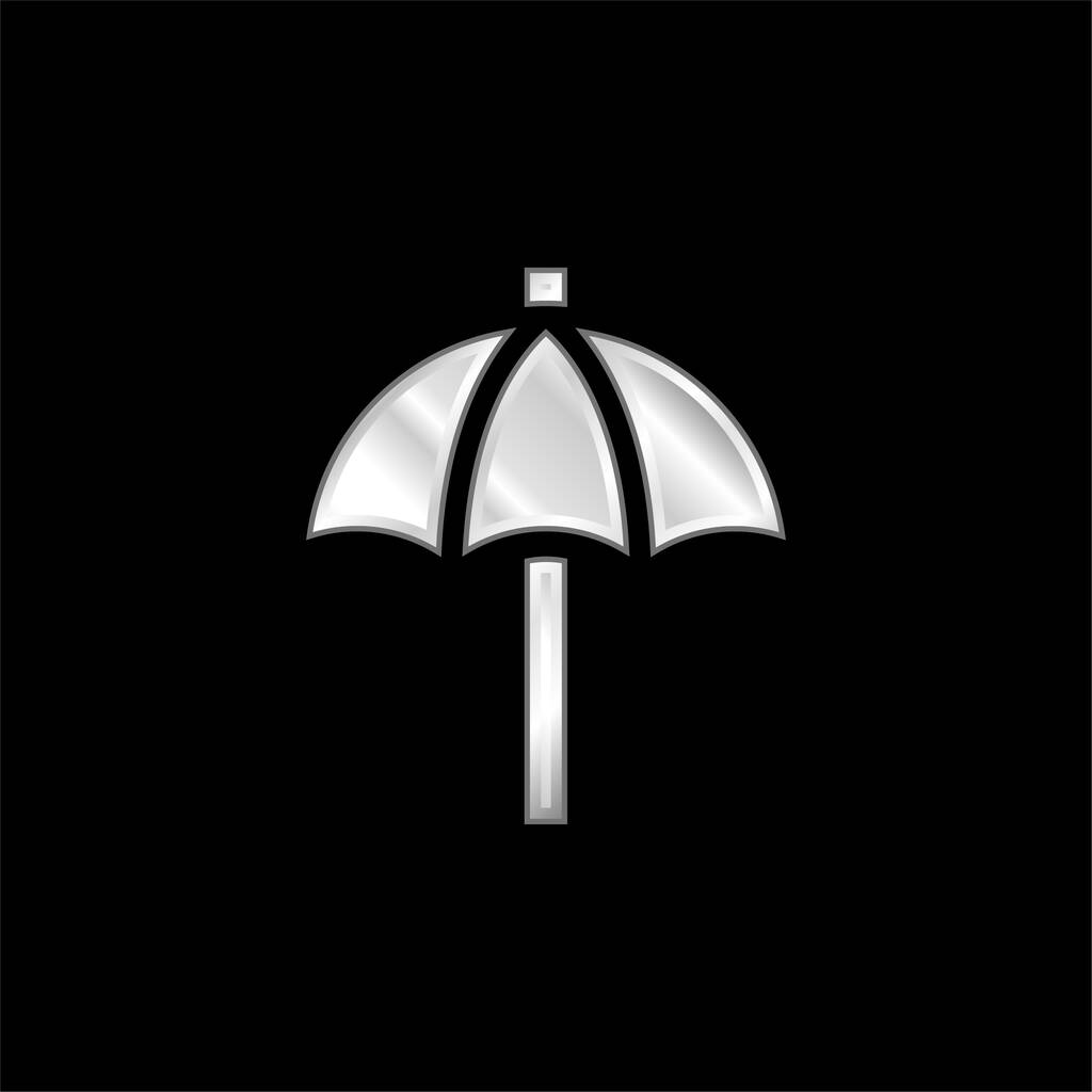 Beach Umbrella silver plated metallic icon - Vector, Image
