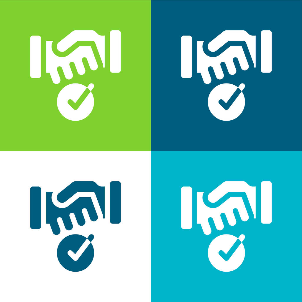 Accordo Set di icone minime a quattro colori piatti - Vettoriali, immagini