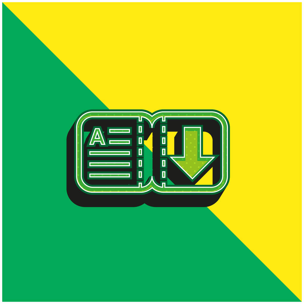 Könyv Zöld és sárga modern 3D vektor ikon logó - Vektor, kép