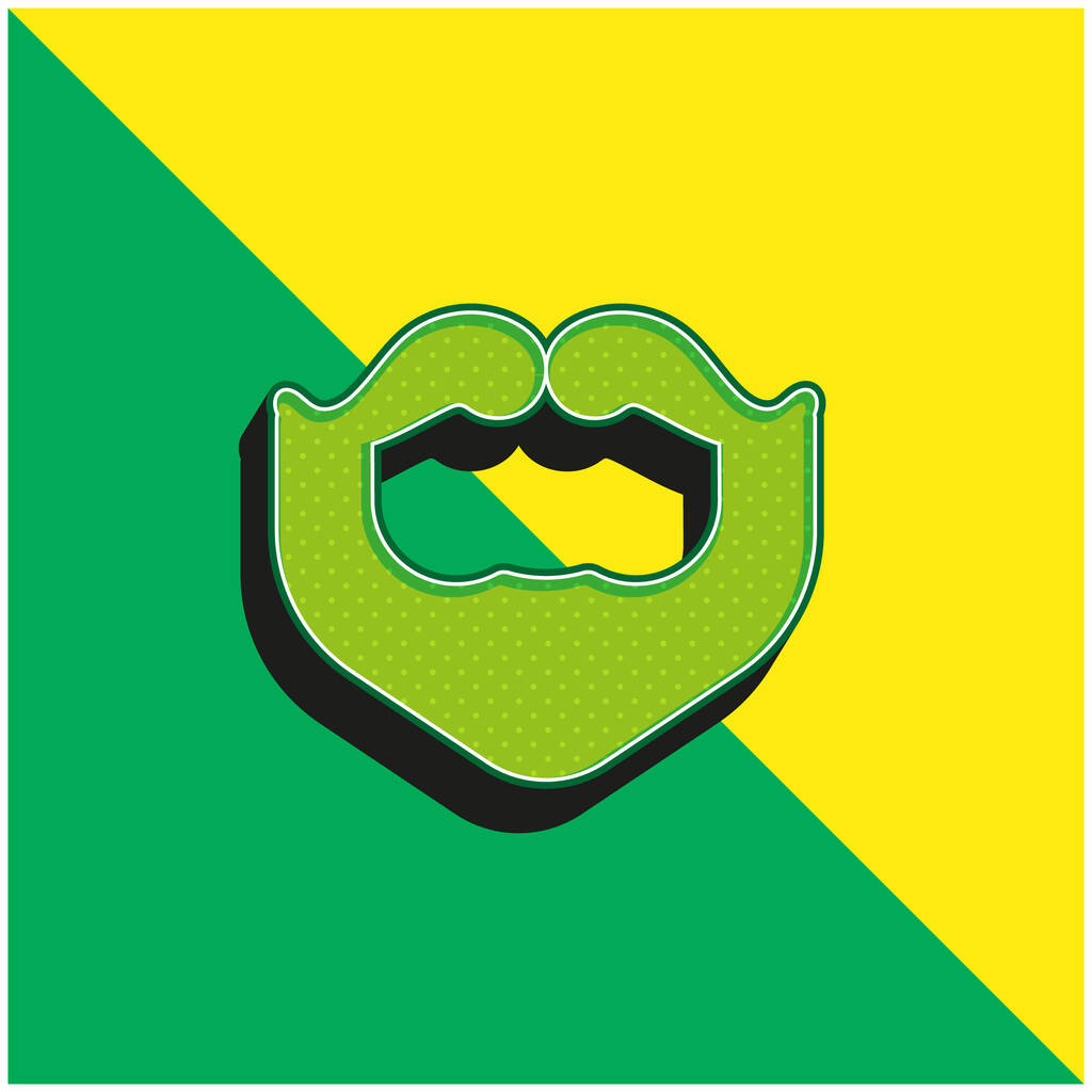 Beard зелений і жовтий сучасний 3d векторний логотип ікони - Вектор, зображення