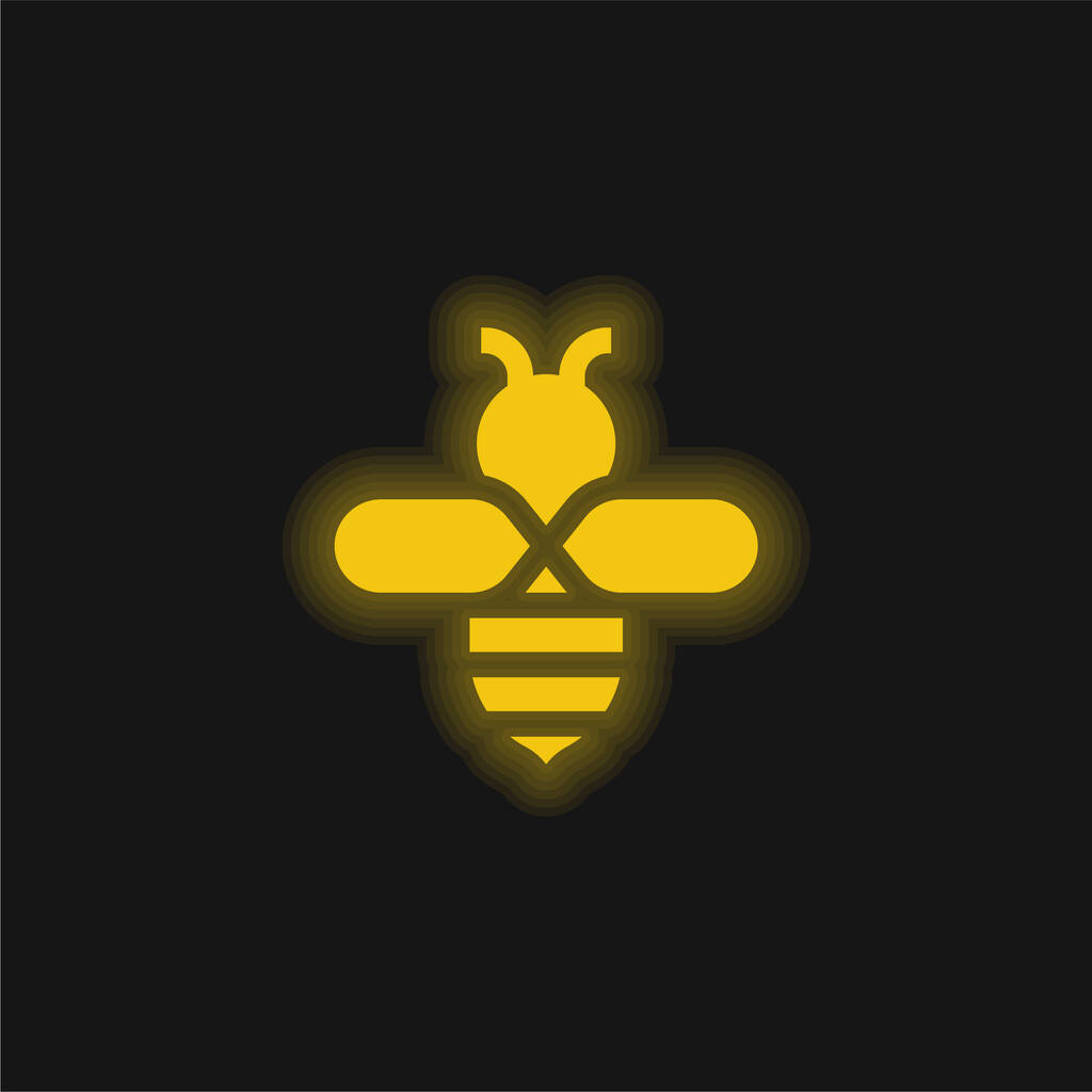 Бджола жовта сяюча неонова ікона
 - Вектор, зображення