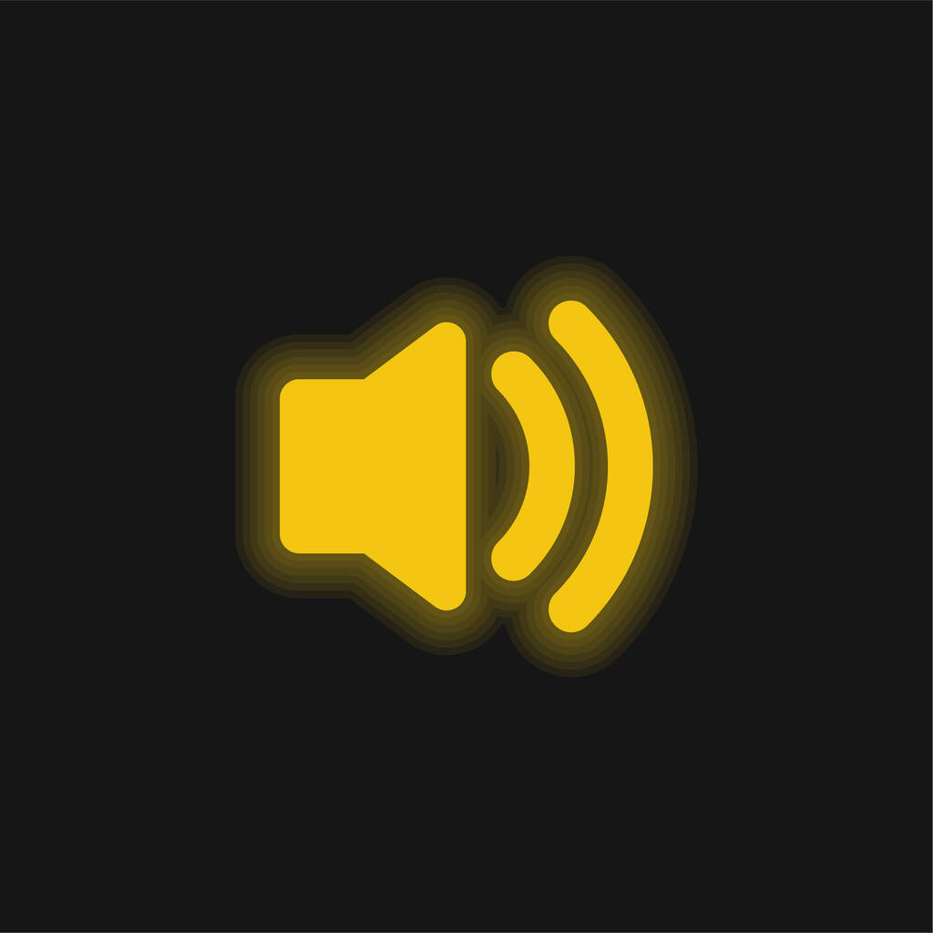 Audio Speaker On yellow glowing neon icon - Vector, Image