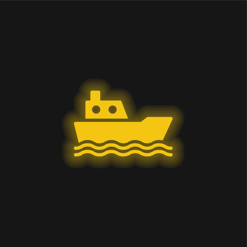 Boot geel gloeiende neon pictogram - Vector, afbeelding