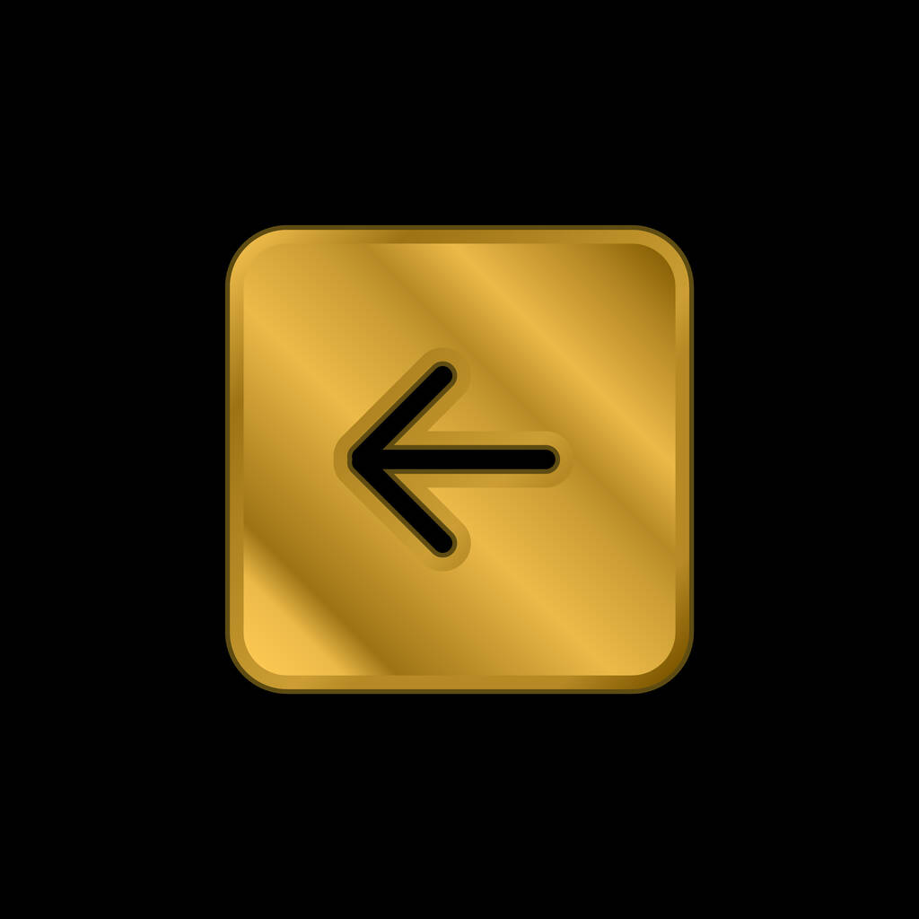 Back Black Square Interface Button Symbol gold plated metalic icon or logo vector - Vector, Imagen