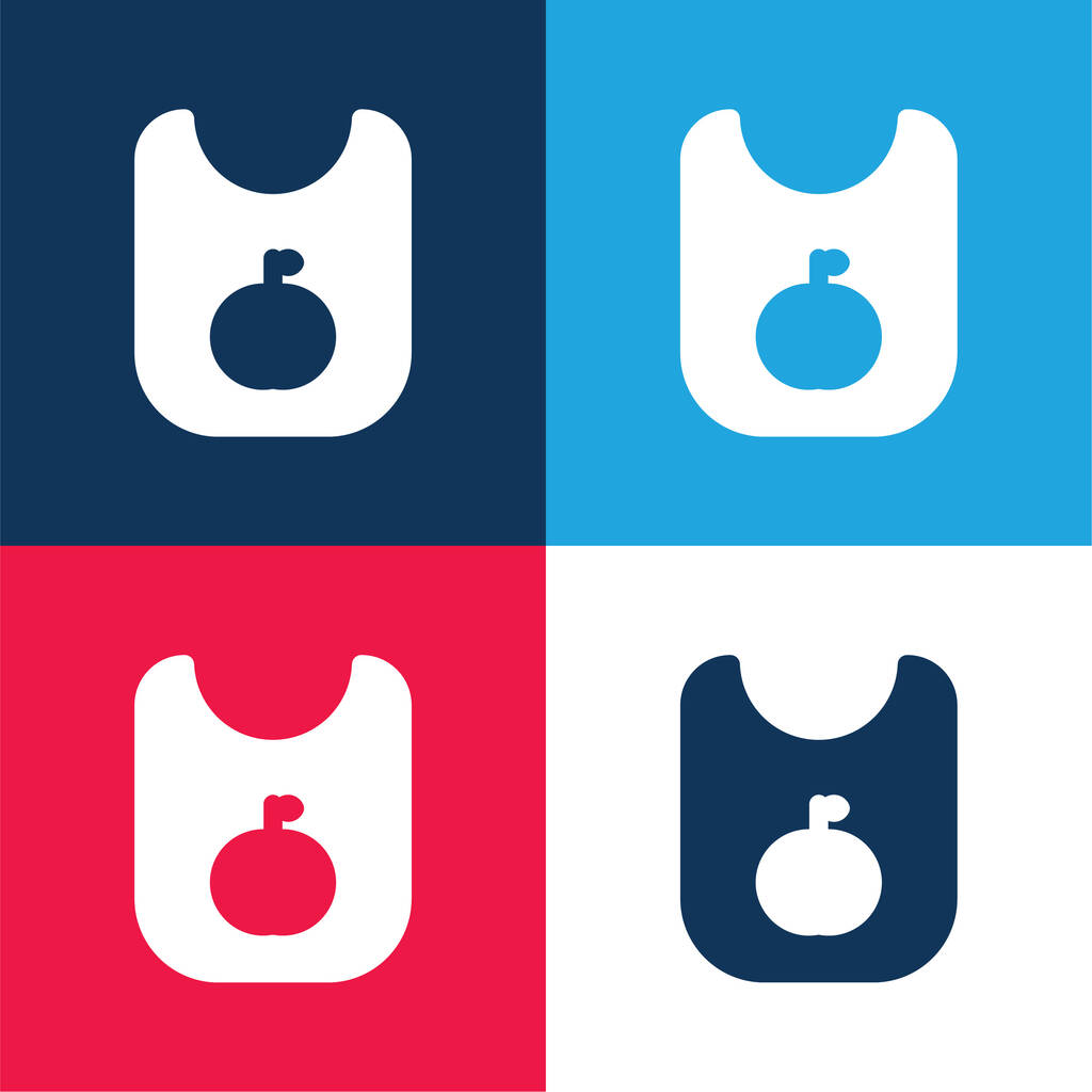 babero azul y rojo conjunto de iconos mínimo de cuatro colores - Vector, imagen