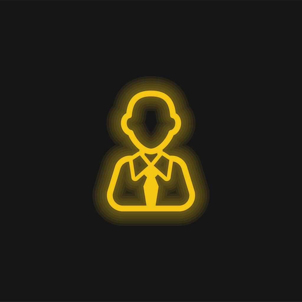 Bald Businessman yellow glowing neon icon - Vektor, obrázek