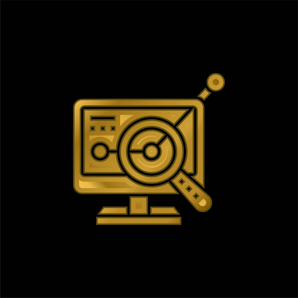 Аналітик золотий металевий значок або вектор логотипу
 - Вектор, зображення
