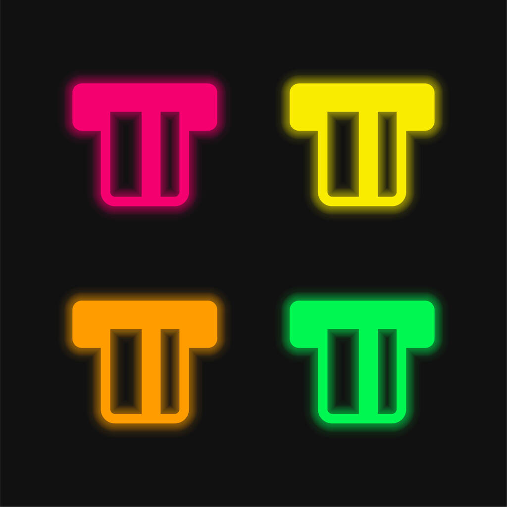 ATM quatre couleur brillant icône vectorielle néon - Vecteur, image