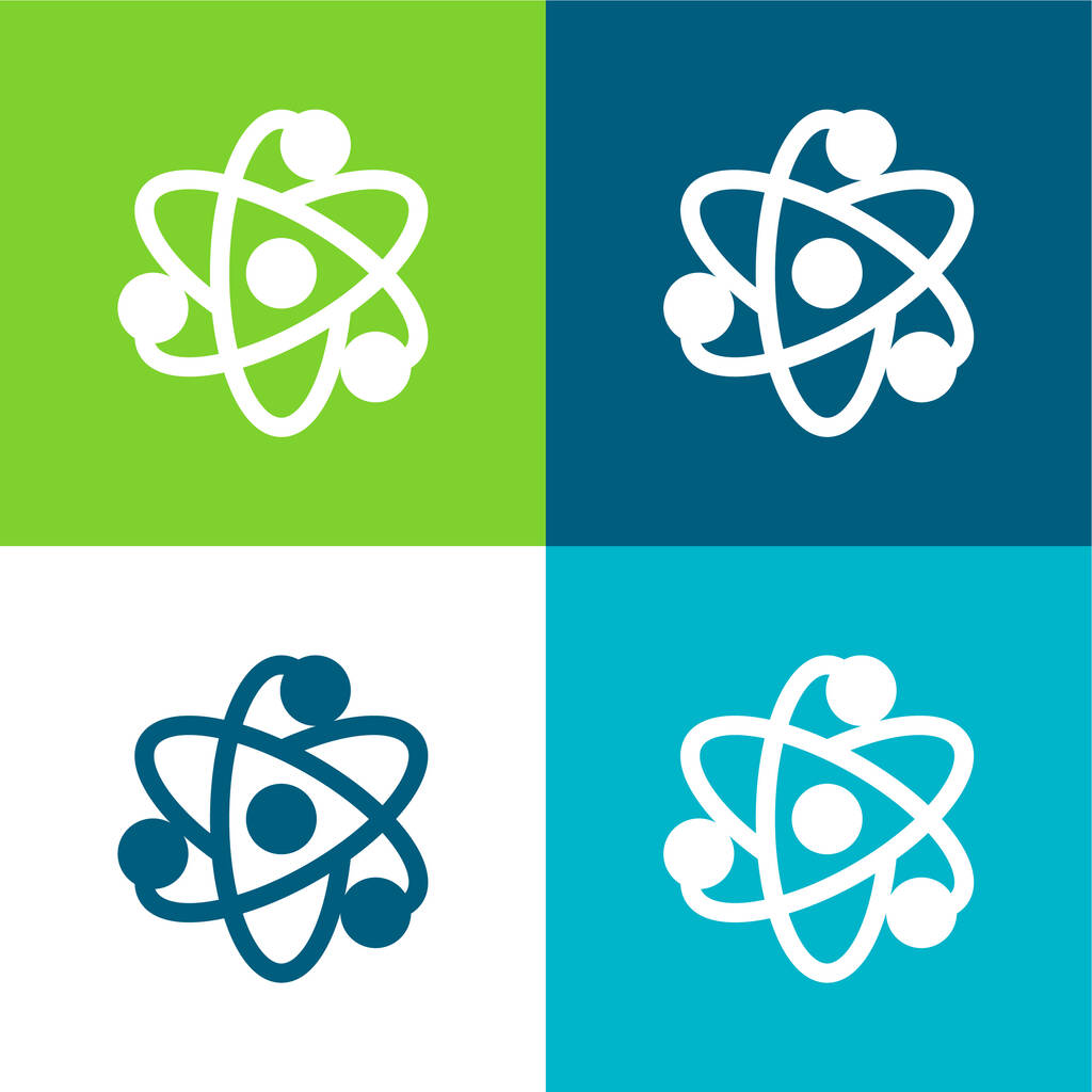 Conjunto de ícones mínimos de quatro cores Atom Flat - Vetor, Imagem