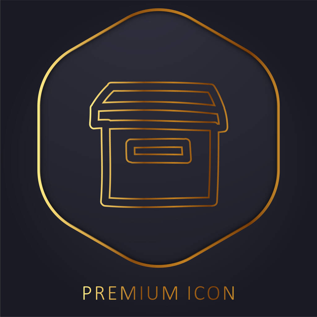 Архів Ручна намальована коробка Символ золотої лінії логотип або піктограма
 - Вектор, зображення