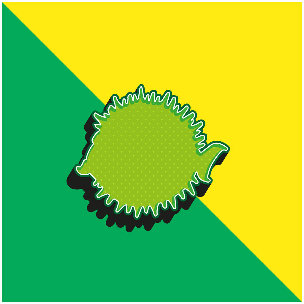 Balloonfish Side Shape Verde e giallo moderno logo icona vettoriale 3d - Vettoriali, immagini