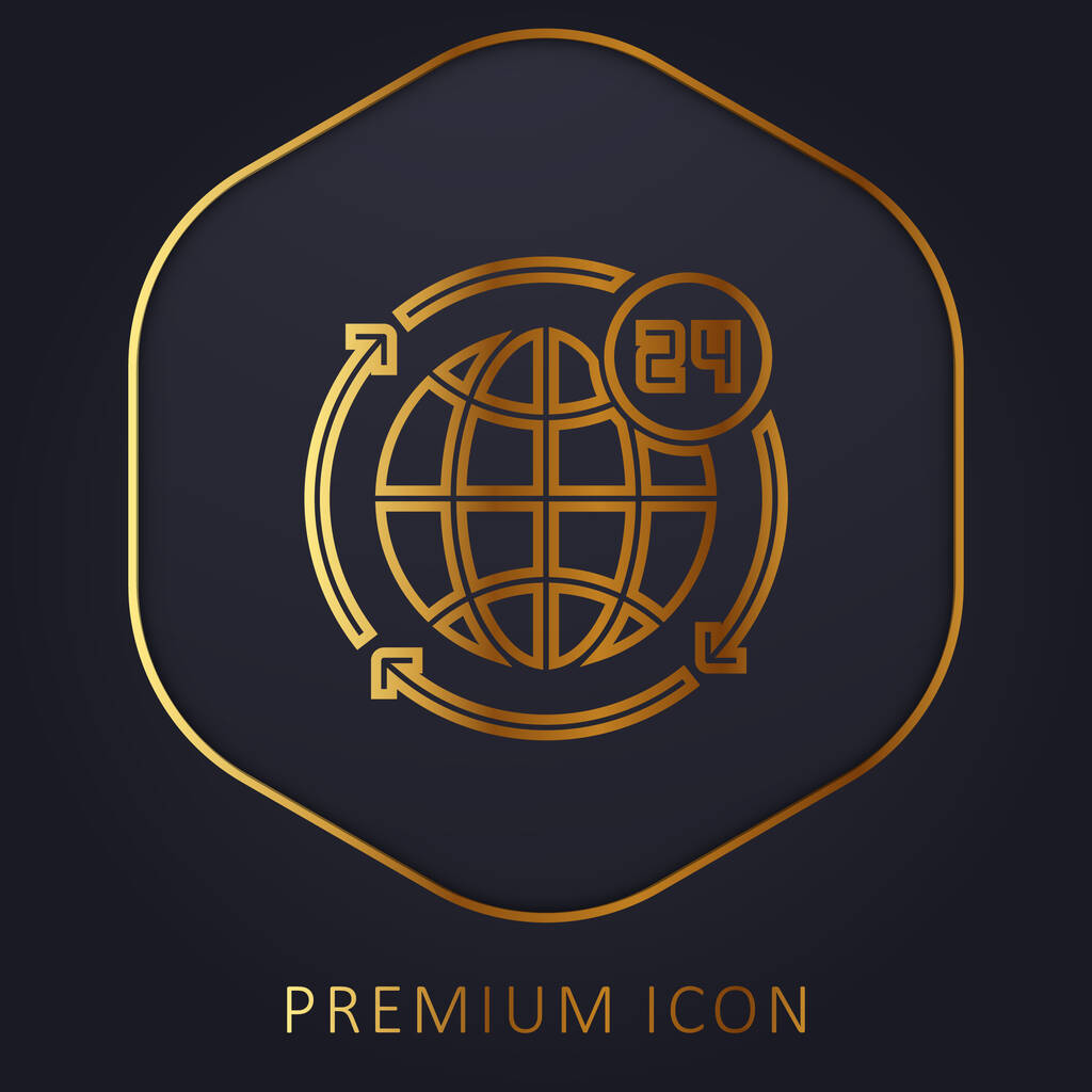 24 ore linea dorata logo premium o icona - Vettoriali, immagini