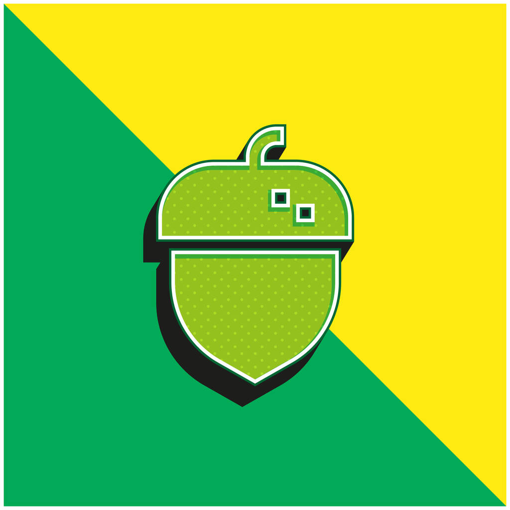 Acorn Green and yellow modern 3d vector icon - Вектор, зображення