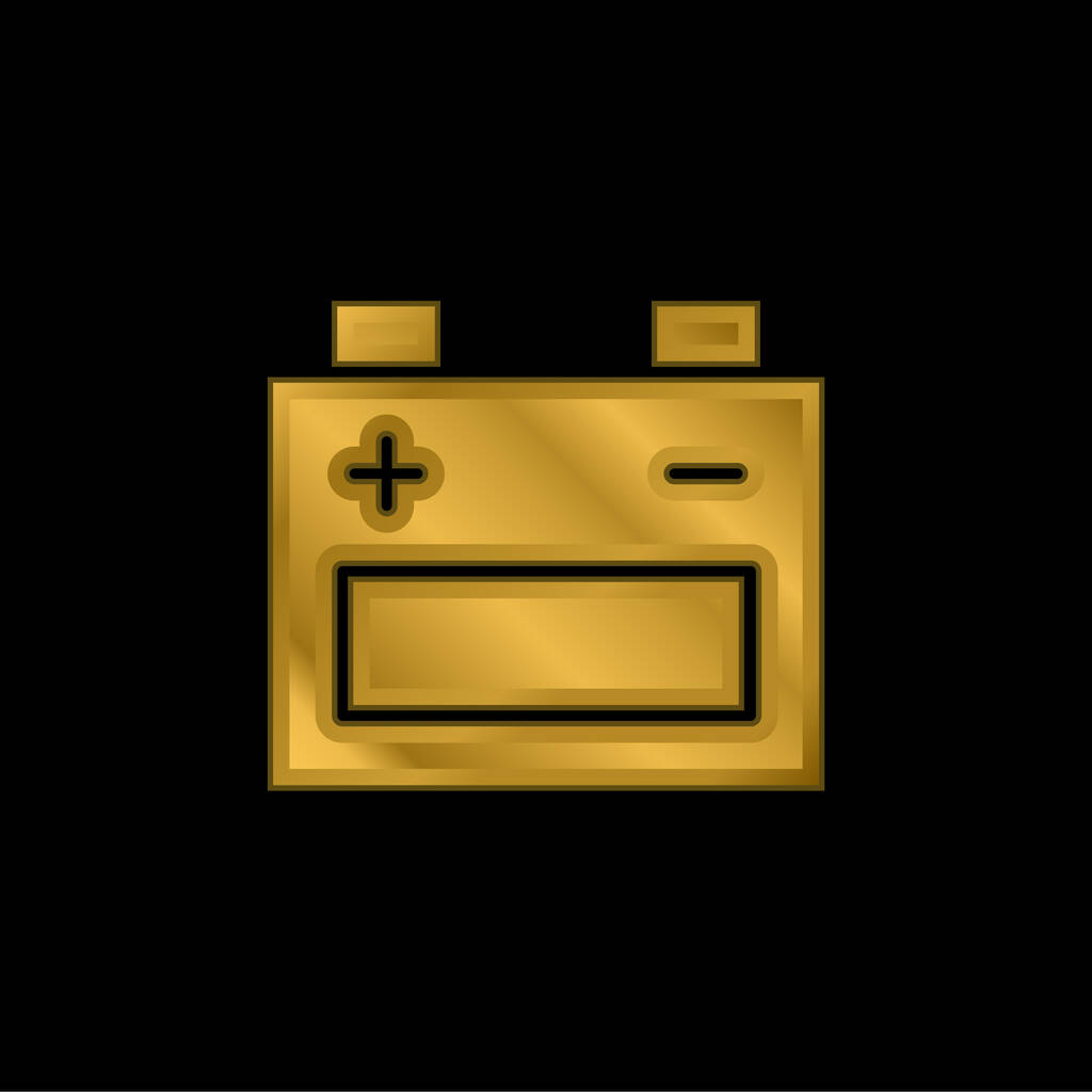 Batterie plaqué or icône métallique ou logo vecteur - Vecteur, image