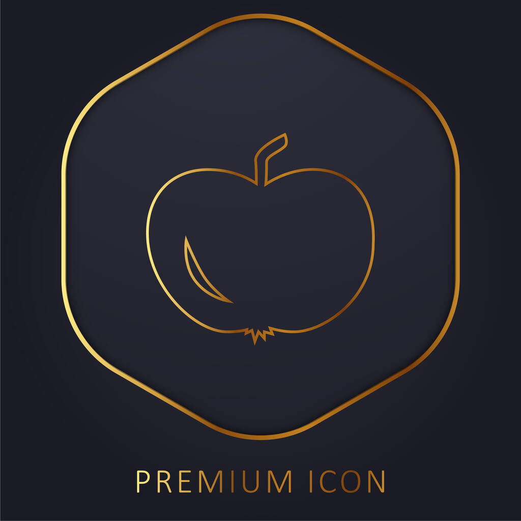 Apple Of Black Shape logotipo de la línea de oro premium o icono - Vector, imagen