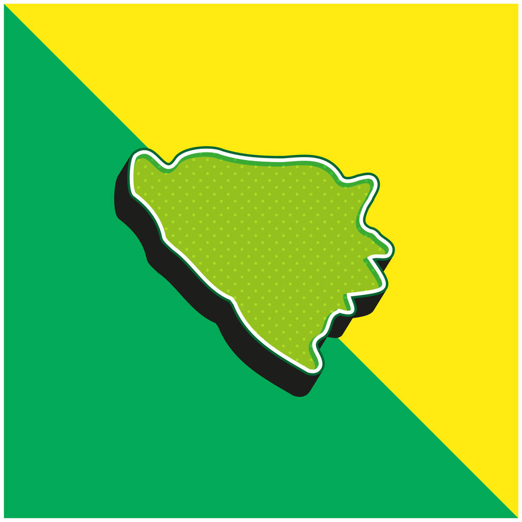 Βοσνία και Ερζεγοβίνη Πράσινο και κίτρινο σύγχρονο 3d vector icon λογότυπο - Διάνυσμα, εικόνα