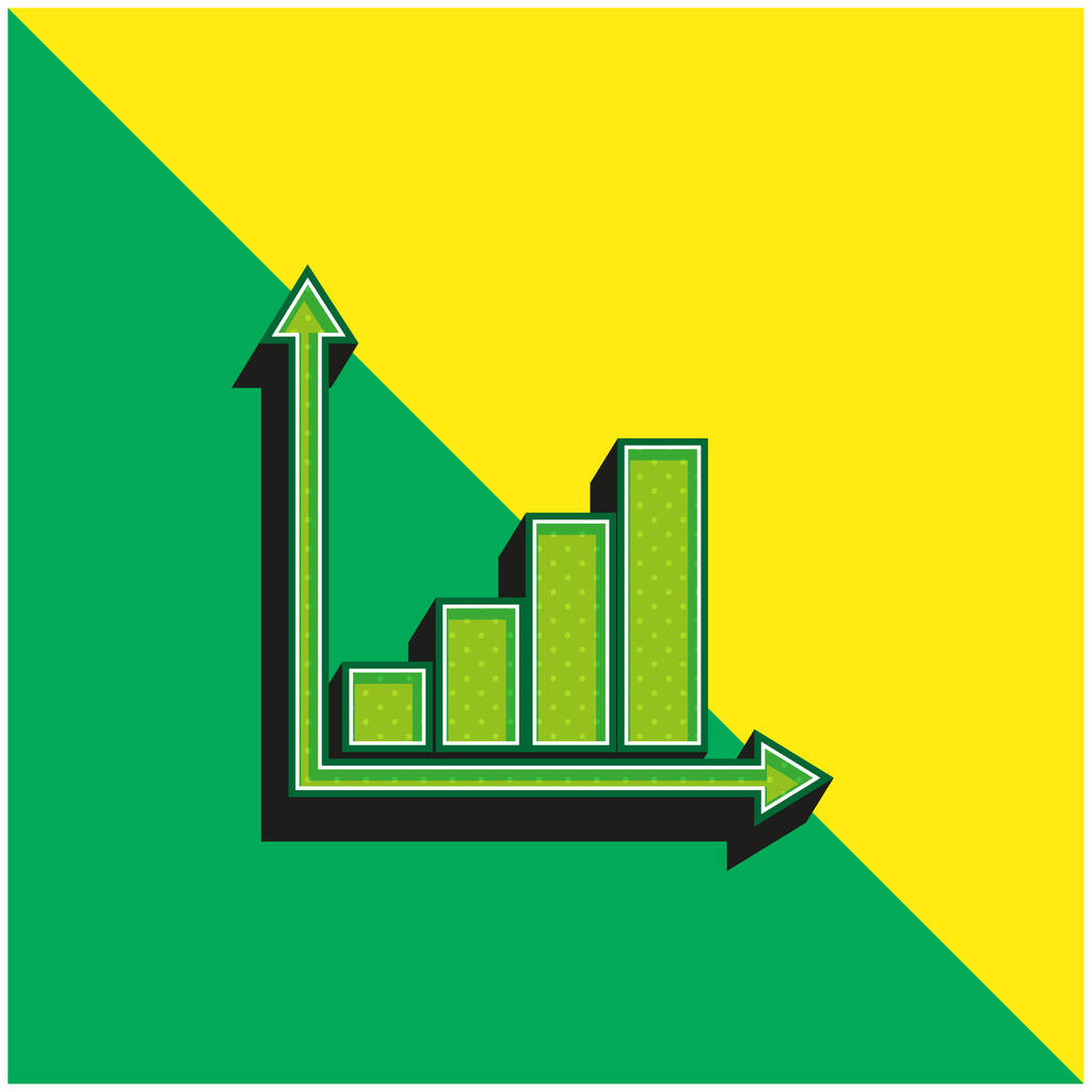 Bars Grafiek Groen en geel modern 3D vector pictogram logo - Vector, afbeelding