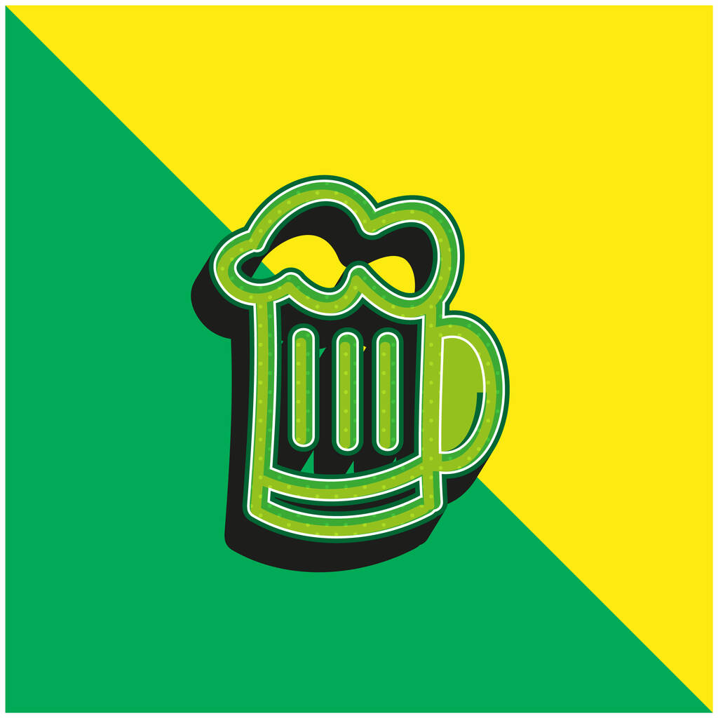 Зеленый и желтый контуры банку пива современный 3D логотип векторной иконки - Вектор,изображение