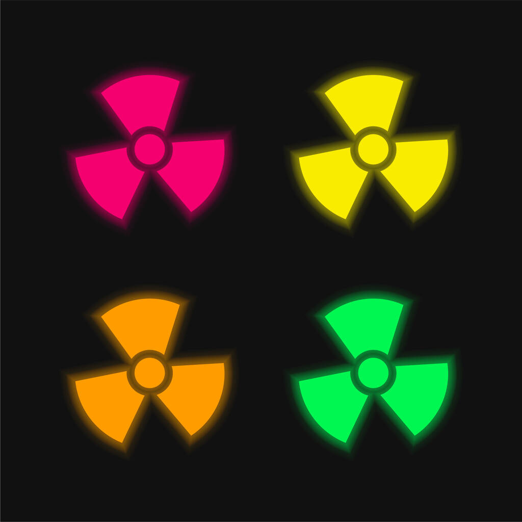 Riasztás szimbólum négy szín izzó neon vektor ikon - Vektor, kép