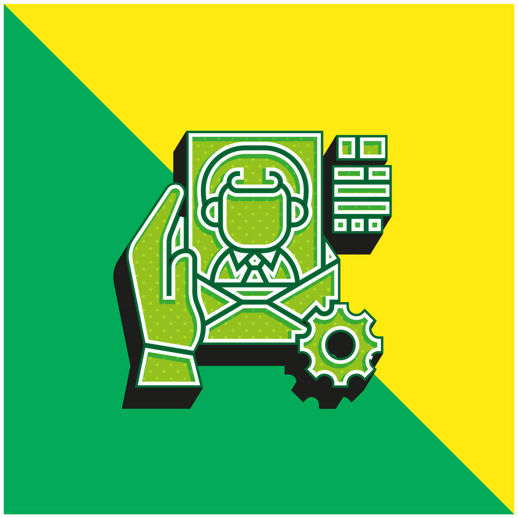 Virasto Vihreä ja keltainen moderni 3d vektori kuvake logo - Vektori, kuva