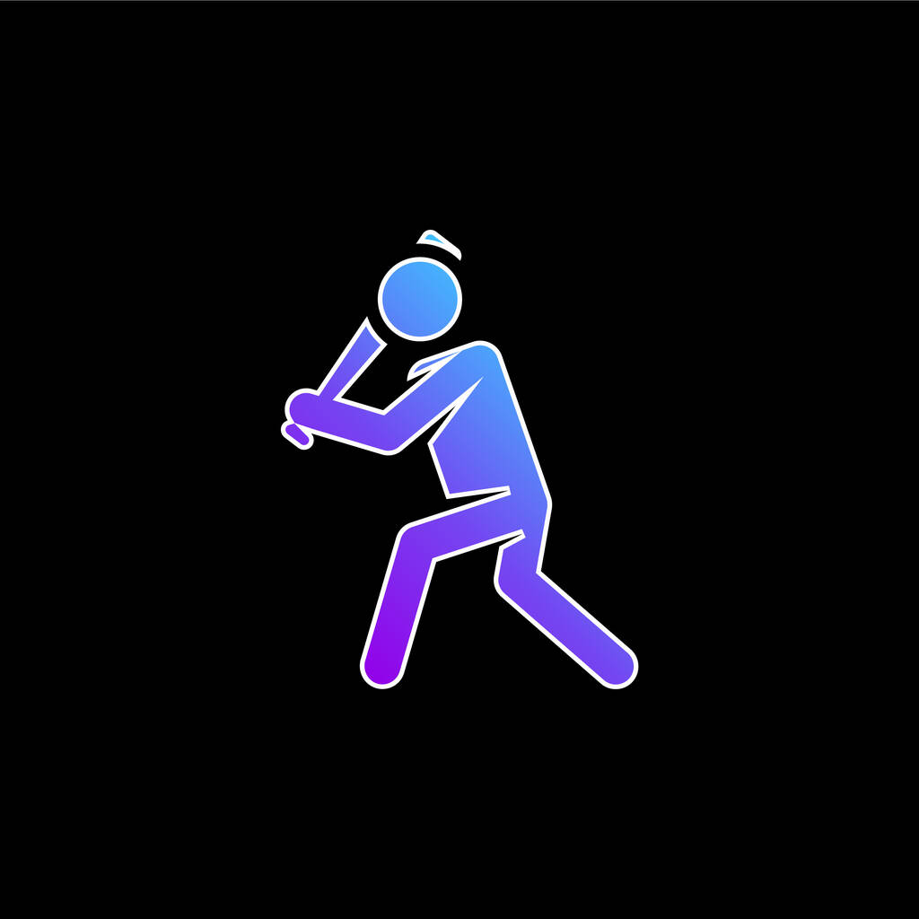 Jogador de beisebol ícone de vetor gradiente azul - Vetor, Imagem
