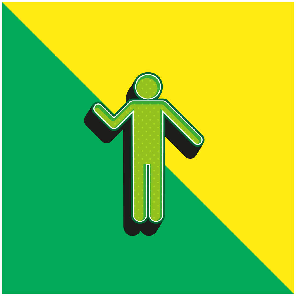 Základní silueta Zelená a žlutá moderní 3D vektorové logo ikony - Vektor, obrázek