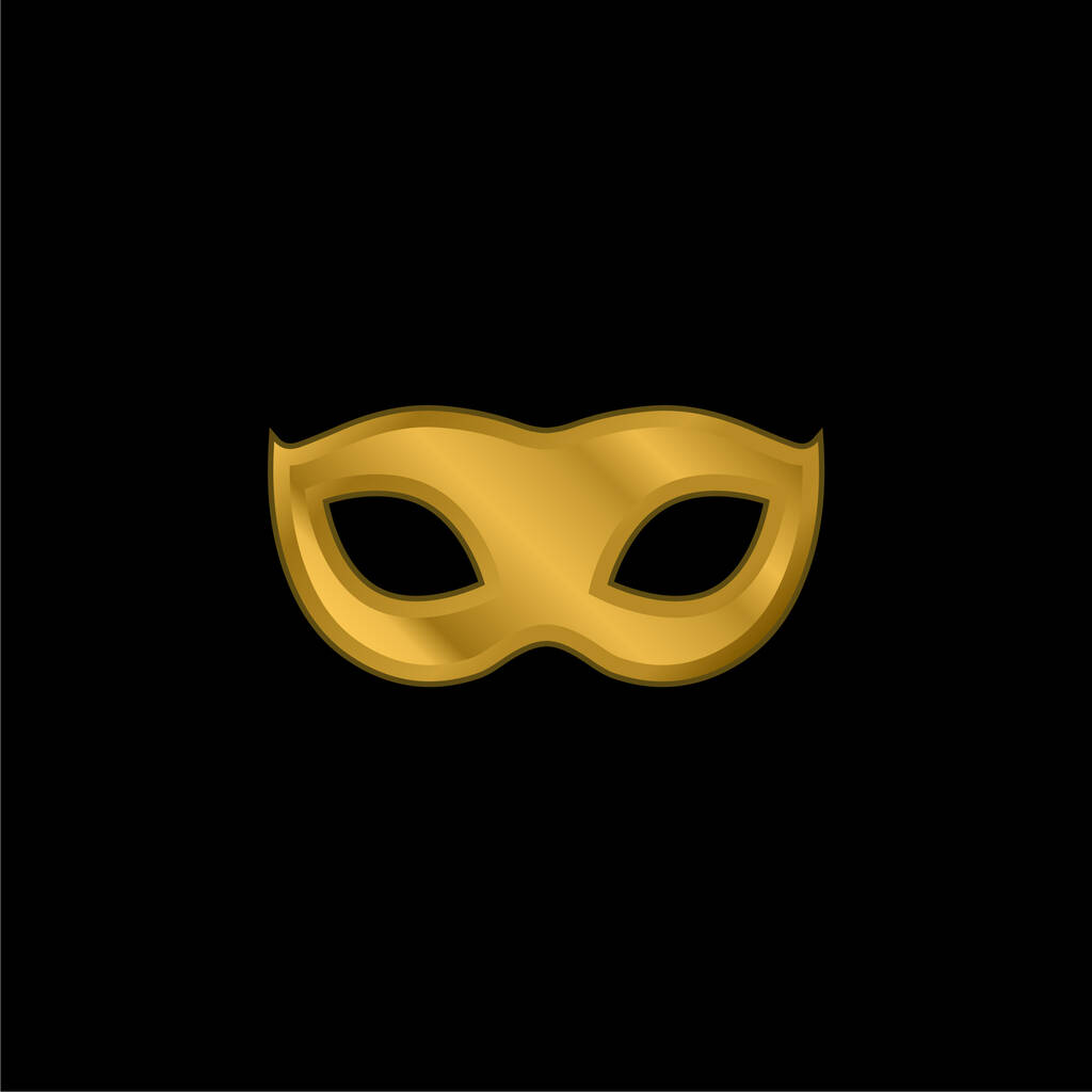 Fekete karnevál maszk Alak arany bevonatú fém ikon vagy logó vektor - Vektor, kép