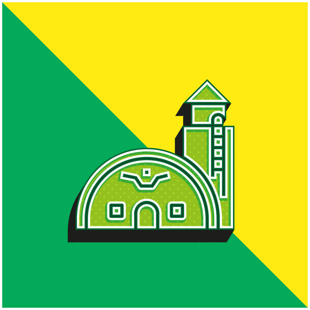Base Logo vectoriel 3D moderne vert et jaune - Vecteur, image