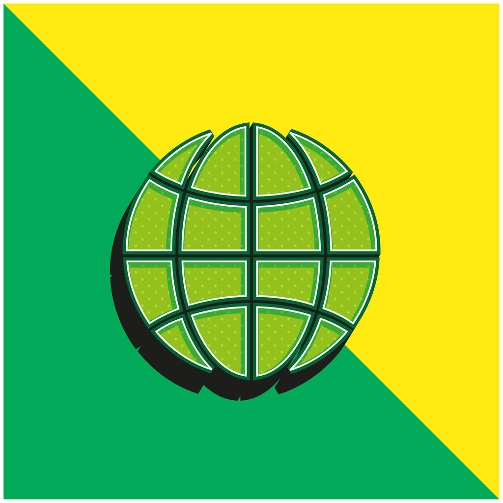 Zwarte Aarde Cirkel met Dun Grid Groen en geel modern 3D vector icoon logo - Vector, afbeelding