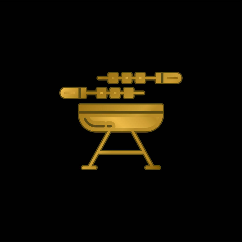 Bbq oro placcato icona metallica o logo vettoriale - Vettoriali, immagini