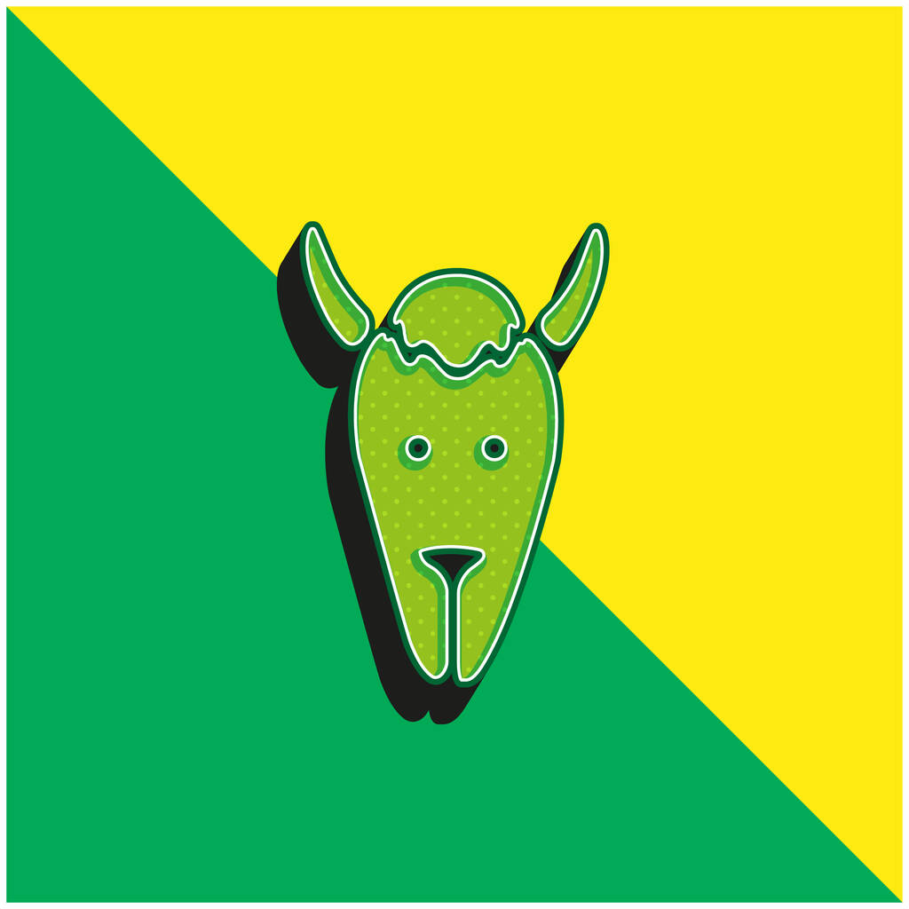 バイソンヘッドグリーンと黄色のモダンな3Dベクトルアイコンのロゴ - ベクター画像