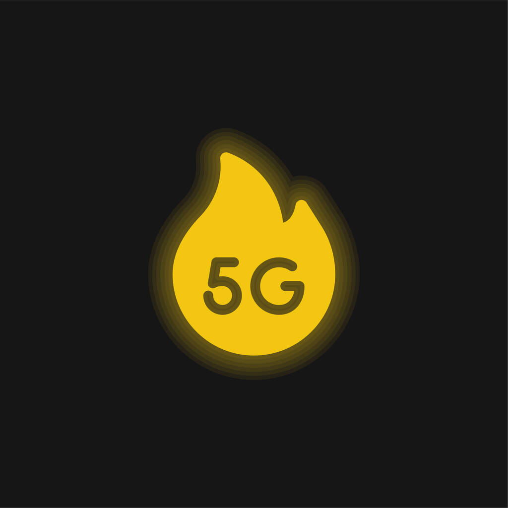 5g sárga ragyogó neon ikon - Vektor, kép