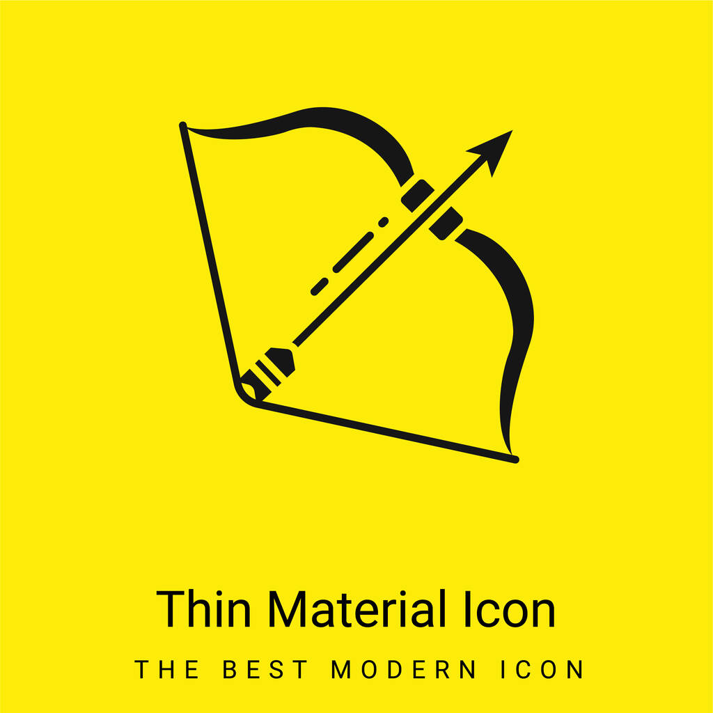 Íj és nyíl minimális fényes sárga anyag ikon - Vektor, kép