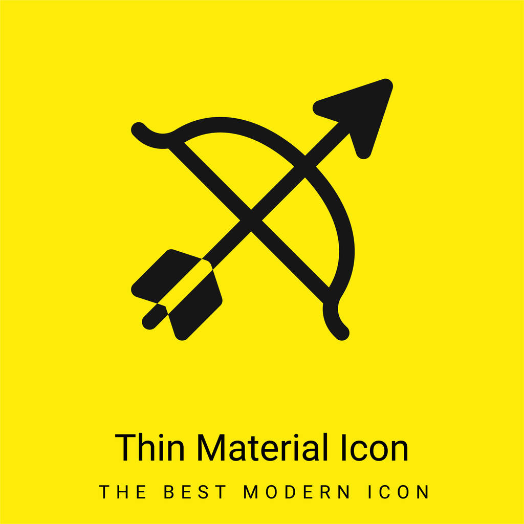 Tiro con arco mínimo icono de material amarillo brillante - Vector, imagen