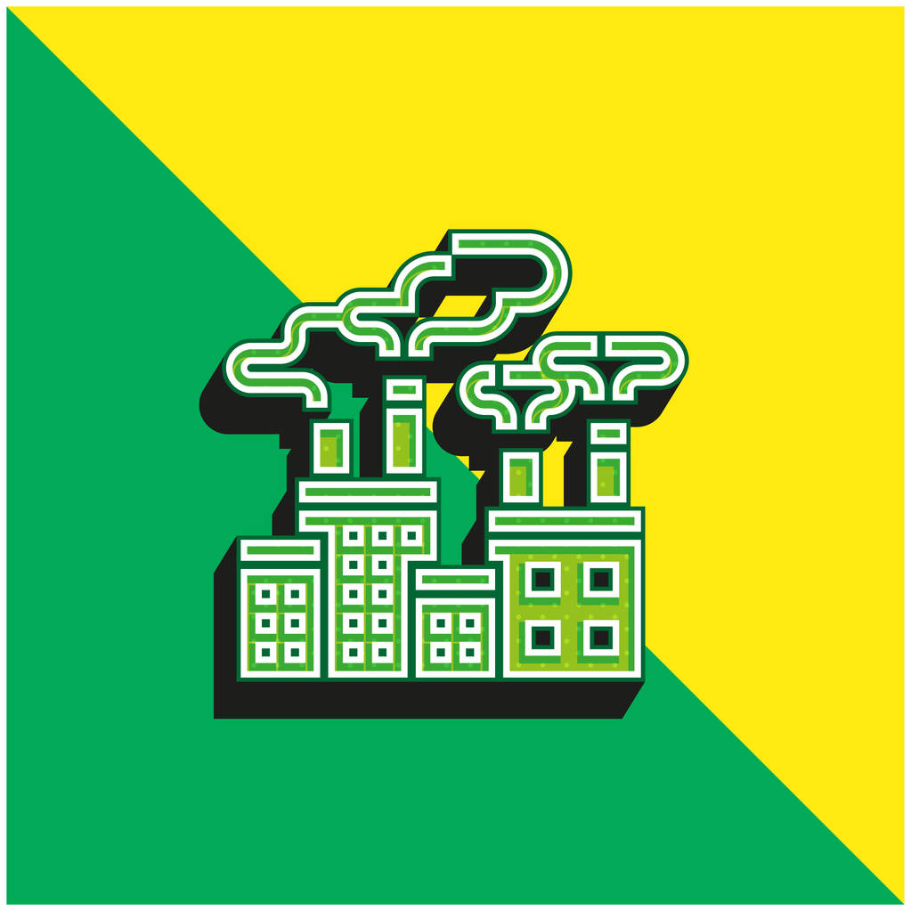 Air Pollution Groen en geel modern 3D vector icoon logo - Vector, afbeelding