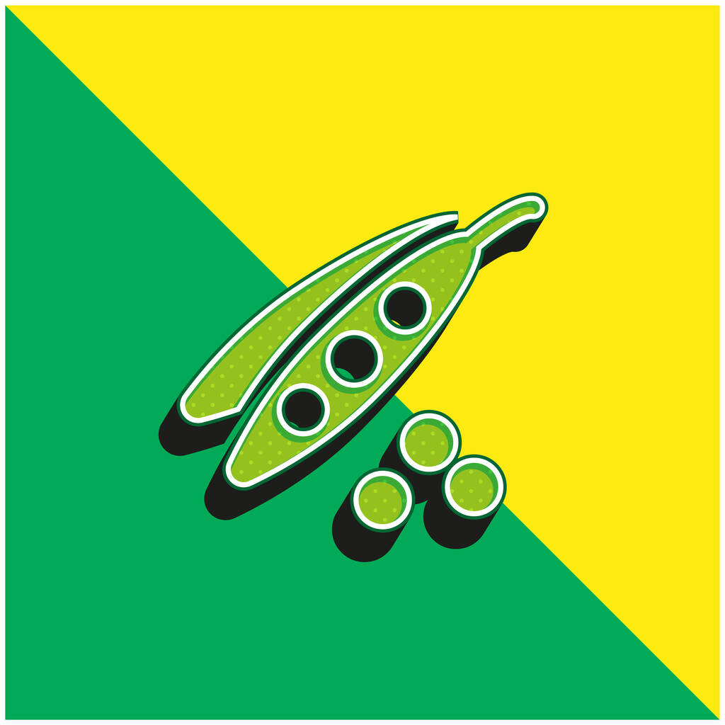 Σπόροι φασολιών Πράσινο και κίτρινο σύγχρονο 3d διάνυσμα εικονίδιο λογότυπο - Διάνυσμα, εικόνα