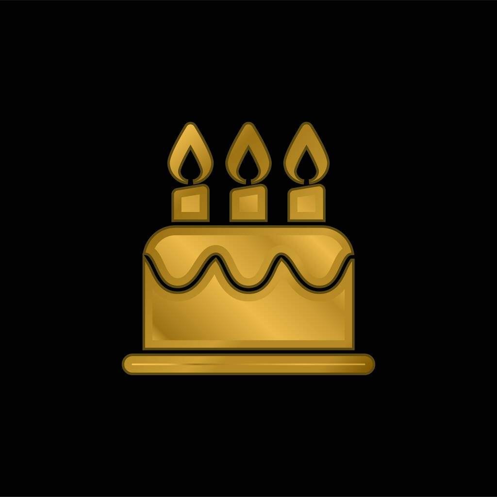 Tort urodzinowy złocone metaliczna ikona lub wektor logo - Wektor, obraz