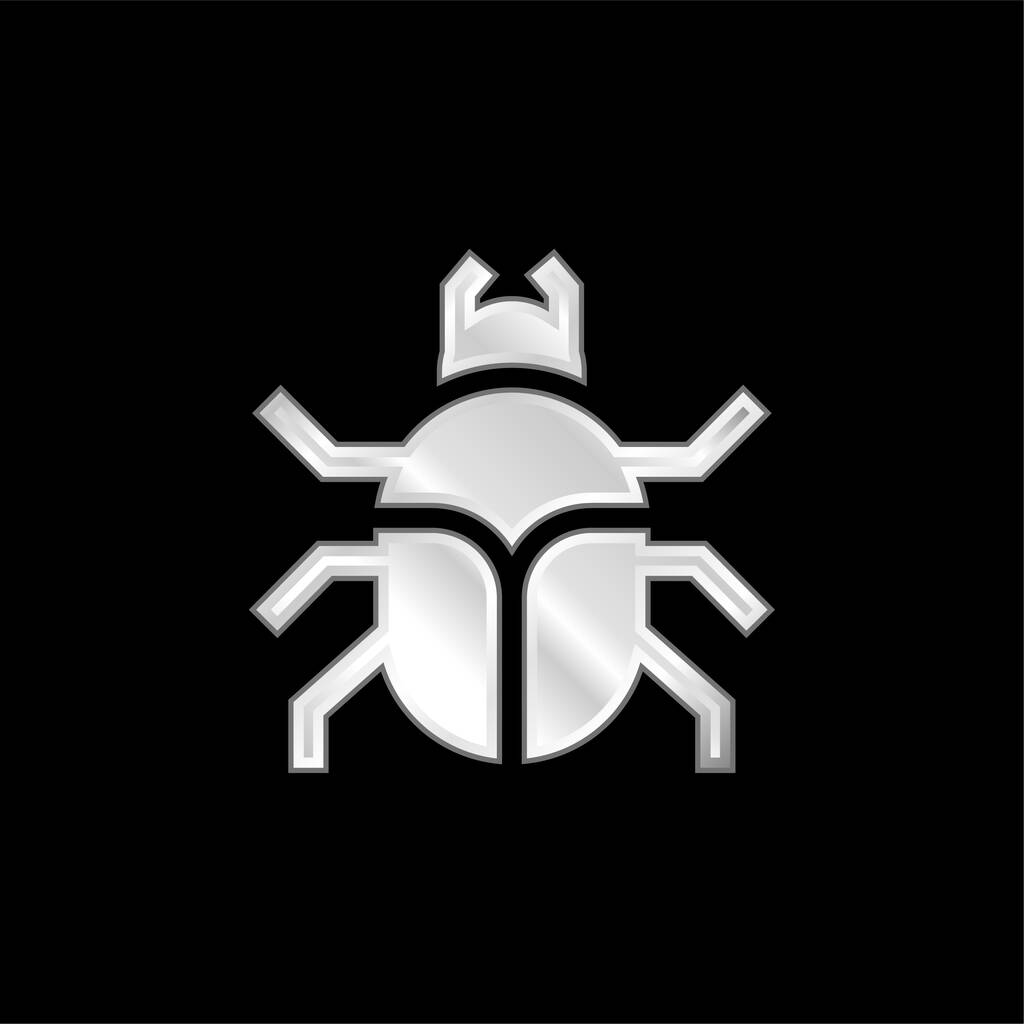 Beetle silver plated metallic icon - Vector, Image