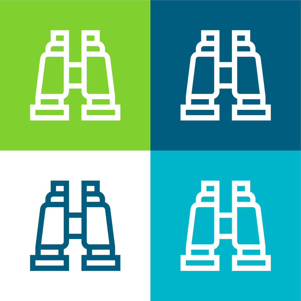 Binocolo Set di icone minime piatte a quattro colori - Vettoriali, immagini