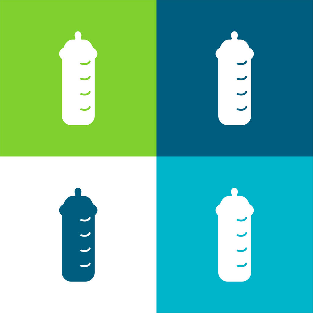 Baby Bottle In Black Version Flat four color minimal icon set - Vector, Image
