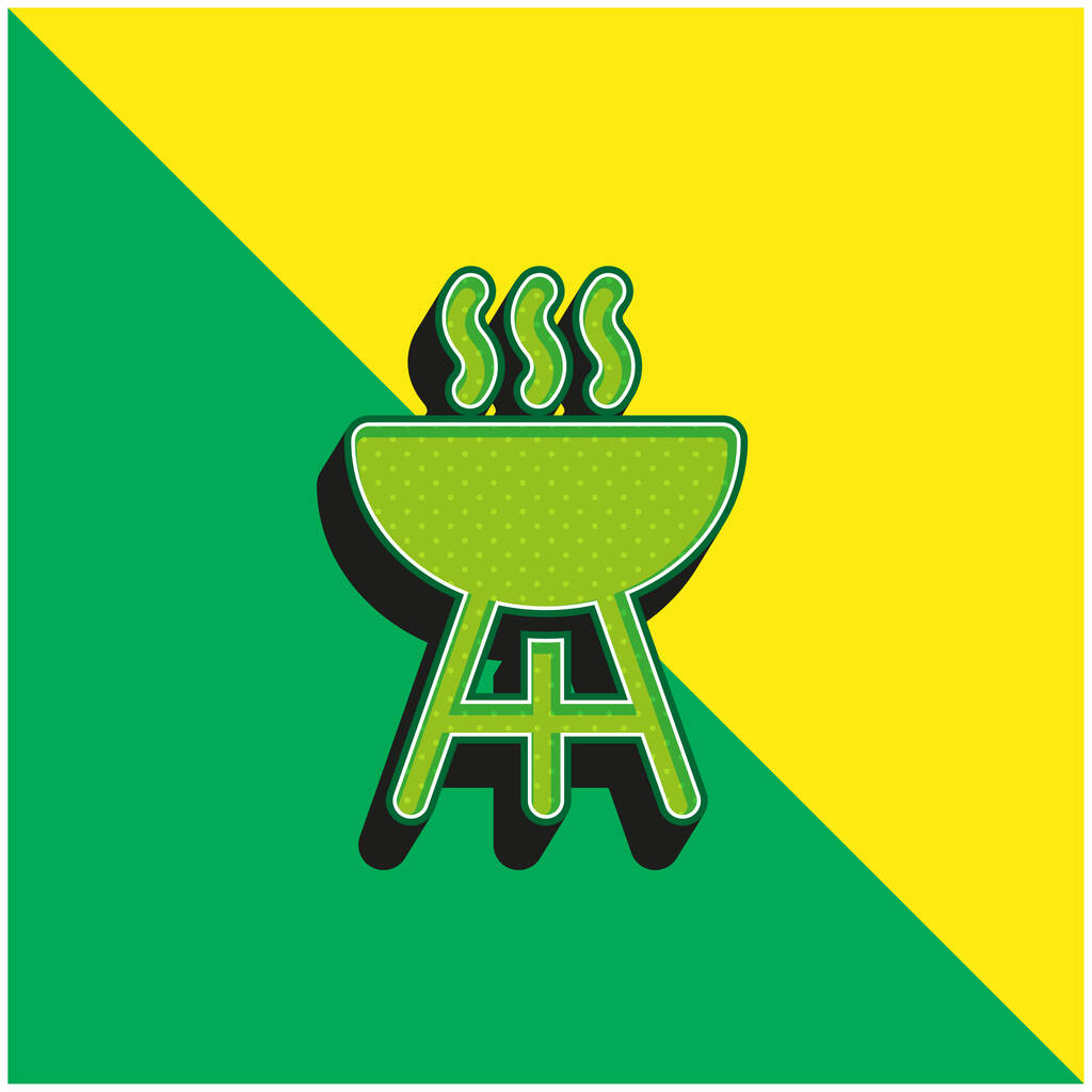 Bbq Logo icona vettoriale 3d moderna verde e gialla - Vettoriali, immagini