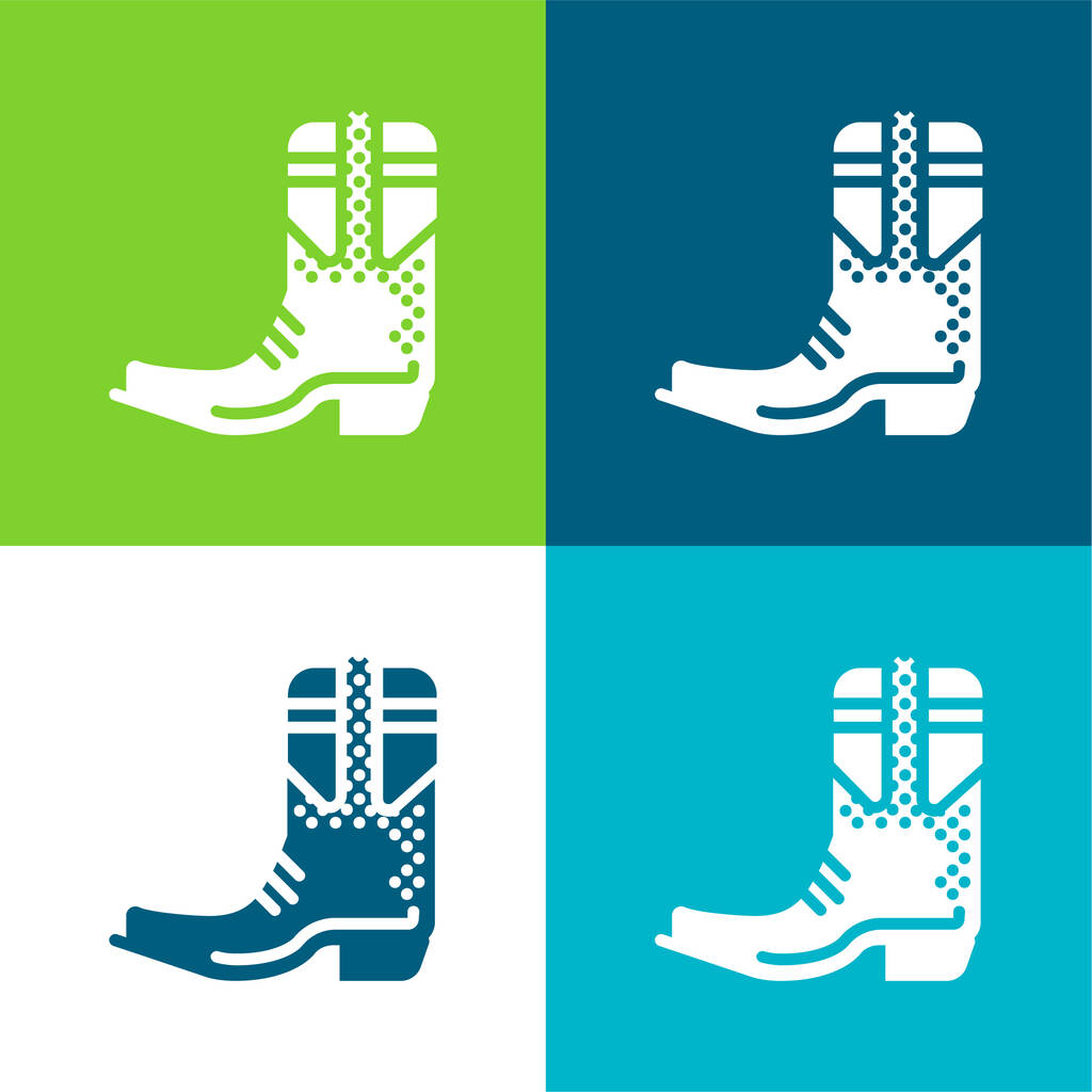Boot Flat cztery kolory minimalny zestaw ikon - Wektor, obraz