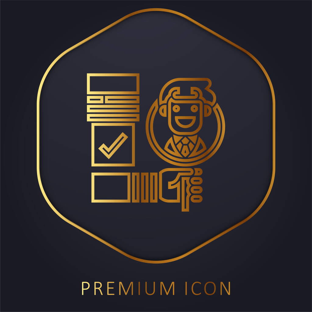 Background Check golden line premium logo or icon - Διάνυσμα, εικόνα