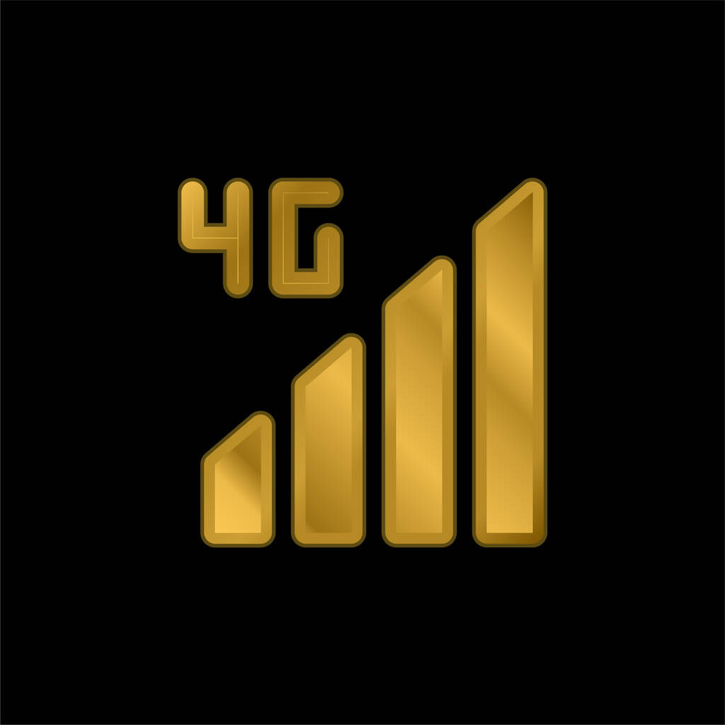 4g gold plated metalic icon or logo vector - Vector, Image
