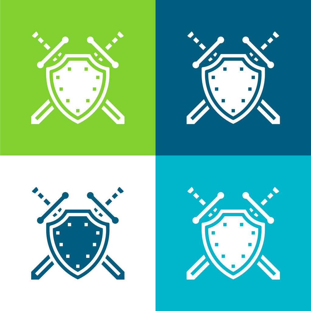 Антивирус Плоский четырехцветный минимальный набор иконок - Вектор,изображение
