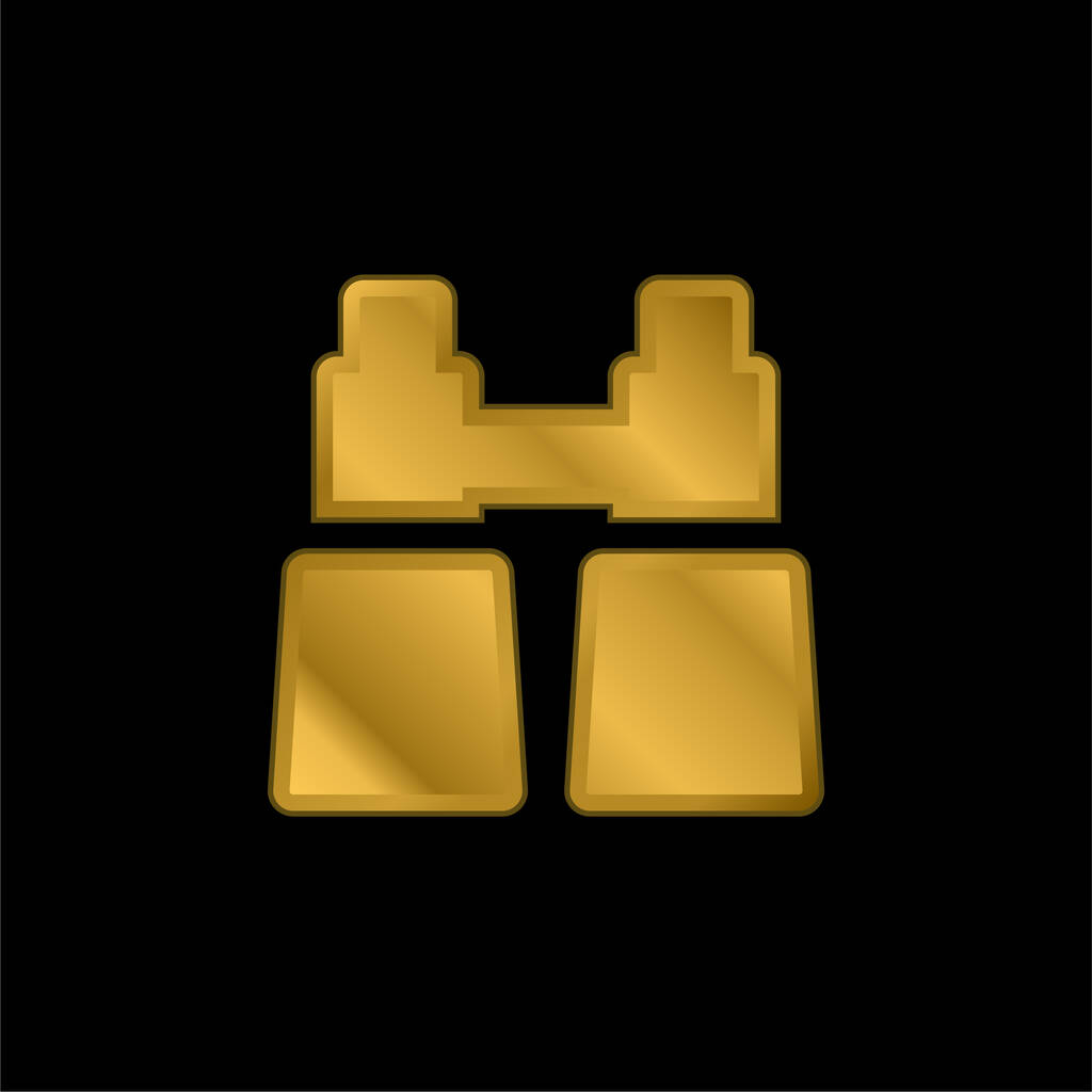 Prismáticos chapado en oro icono metálico o logo vector - Vector, imagen