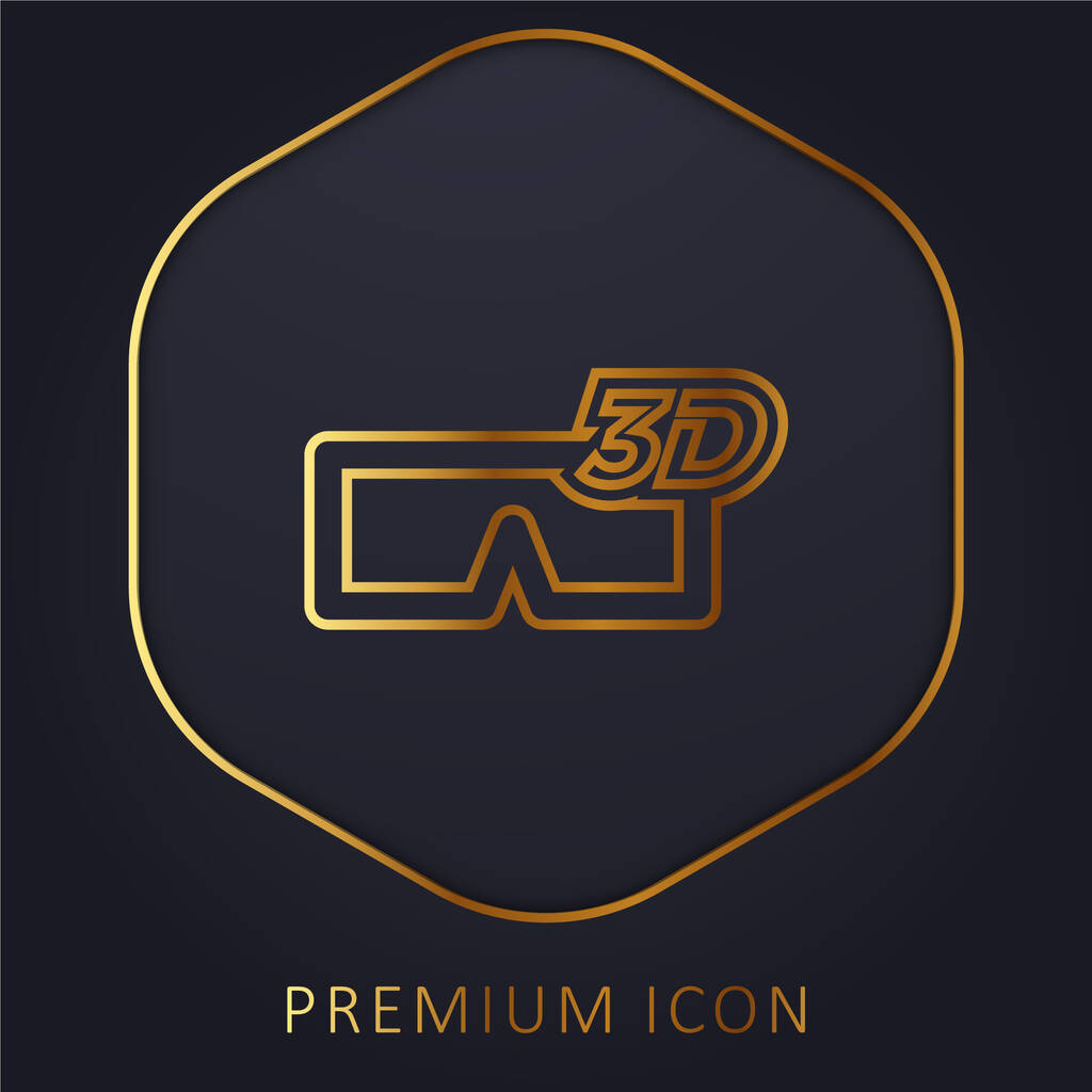 Símbolo de vidro 3D linha dourada logotipo premium ou ícone - Vetor, Imagem